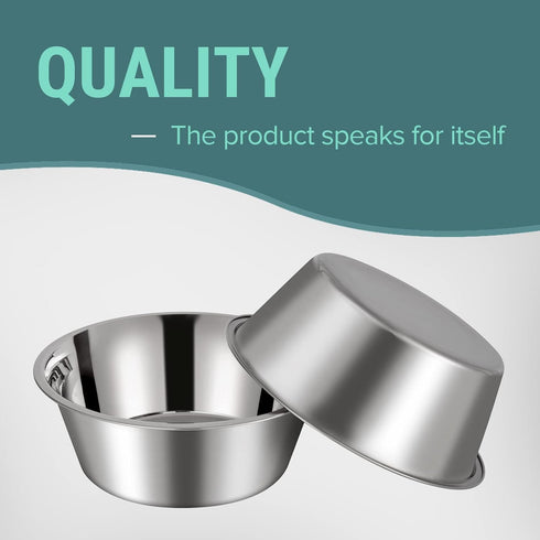 1.1 Gallon Extra Large Dog Bowls, 2 Pack XL Stainless Steel Water Bowls for XLarge Dogs, Polished, Dishwasher Safe
