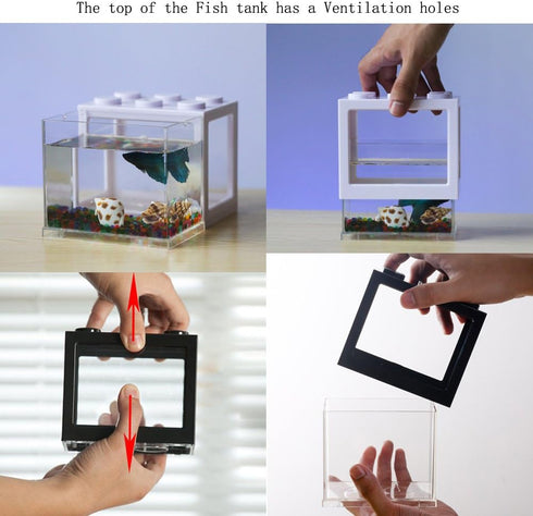 OMEM USB Mini Fish Tank, Desktop Micro-Landscape LED Aquarium Kit, Black