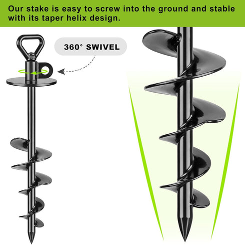 SELEWARE Dog Tie Out Stake, Outdoor Anti-Rust Dog Anchor with Stainless Steel Chain Leash for Large Dogs