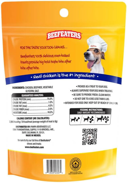 Beefeaters Dog Treats - Beefhide 5in Twist with Chicken 10oz | Dog Food High Protein, Low Fat, Enriched with Vitamins & Minerals | Promotes Clean Teeth | Dog Training Treats for All Dog Sizes