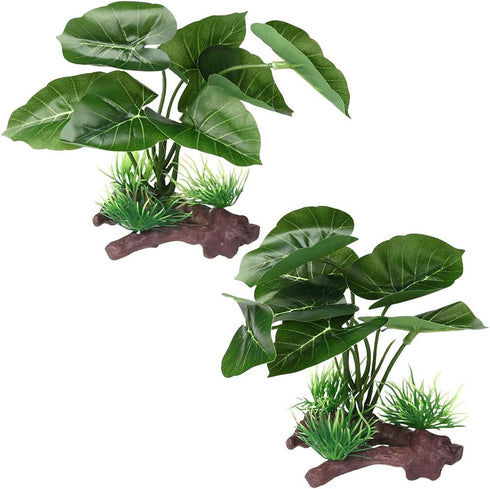 2Pcs Reptile Artificial Plants, Terrarium Plants Decorations, Aquarium Fish Tank Plant, Amphibian