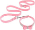 Beirui Rhinestone Bling Leather Dog Collar and Leash Set, Soft Sparkly Crystal Diamonds, Pink, 4 Foot Leash