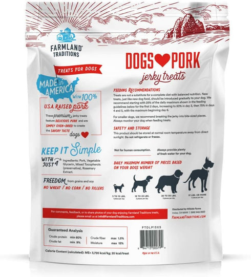 Farmland Traditions New Filler Free Dogs Love Pork Premium Jerky Treats for Dogs (13.5 oz.)