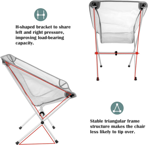 G2 GO2GETHER (1, Ultra-Light Folding Camping Chair, All-Aluminum Frame, Surper Breathable Fabric, Easy to Carry