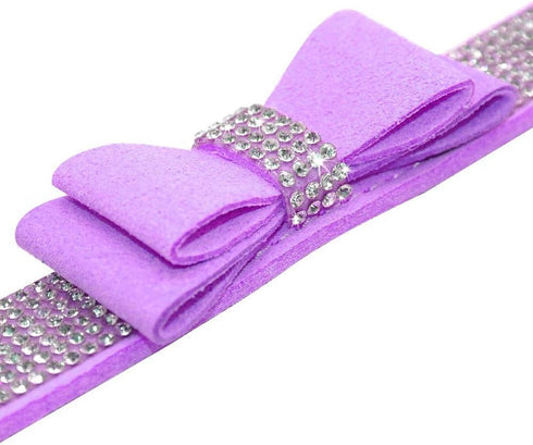 Cute Rhinestone Dog Collar, Dazzling Sparkling Soft Suede Leather Collar with Crystal Diamond for Dog Puppy (XS,