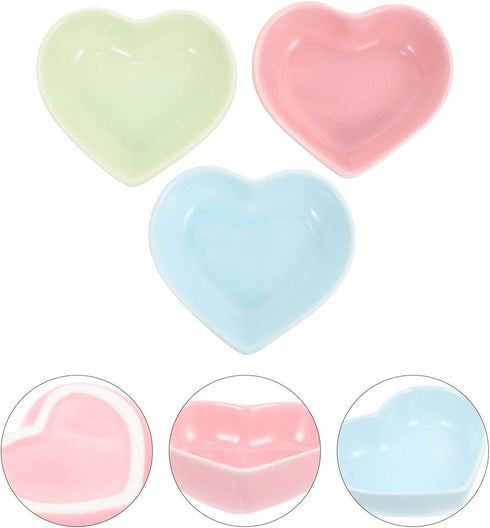 POPETPOP 3Pcs Heart-Shaped Ceramic Hamster Food Bowl - Compact Size, Sufficient Quantity, Wide Application Pet Feeder