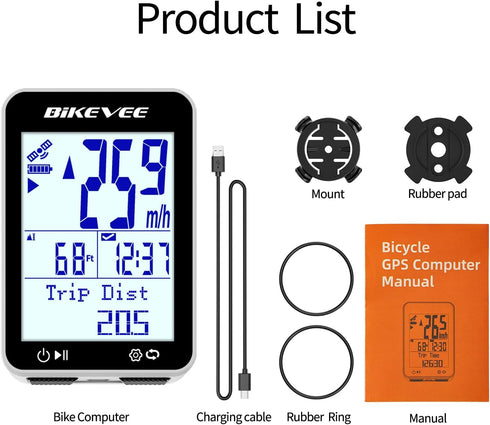 IPX7 2.4" GPS Speedometer & Odometer - Wireless Bike Computer, Auto Start/Stop, Auto Backlight, Waterproof, LCD