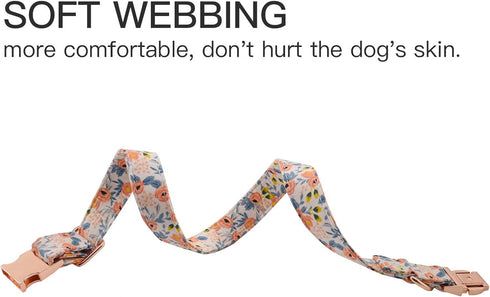 Metal Buckle Dog Collar, Durable Adjustable Soft Collar for Small Medium Large Dogs (M(13-18in), Flower3)