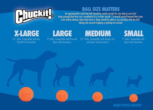 2.5", 2 Pack Chuckit! Medium Fetch Ball (Colors Vary)