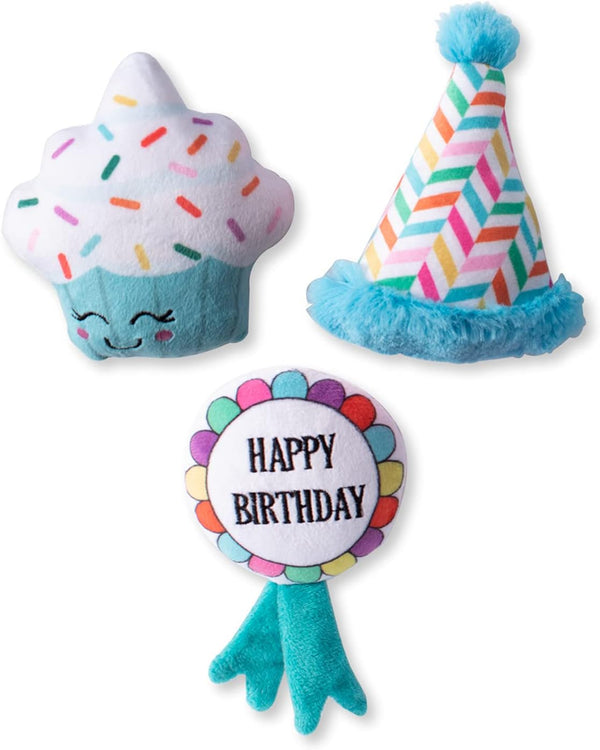 Fringe Studio Plush Dog Toy Set, Happy BARK-Day!, 3 Piece Set for Small Dogs
