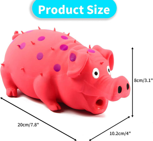 Squeaky Pig Dog Toys, 2 Pack Grunting Pig Toy for Small Medium Large Dogs, Durable Rubber Squeaker Set
