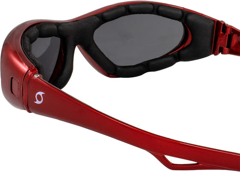Hurricane Eyewear Category-5 Jet Ski Water-Sport Goggles - Red Floating Sunglasses with Polarized Smoke Lens