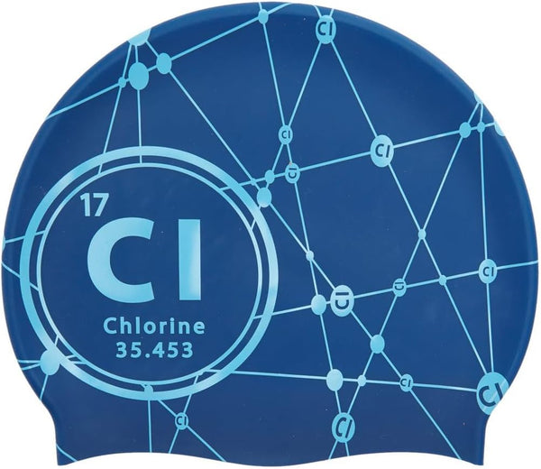 Sporti Silicone Swim Cap with Graphic Design, Height 7.6", Opening 7.5", Non-Slip, Easy Wear and Removal