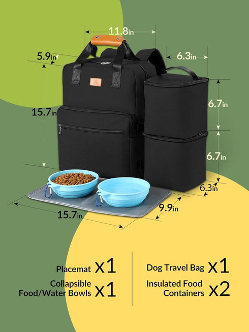Dog Travel Bag, Airline Approved Organizer Backpack with Multi-Function Pockets, 25L Accessories Set for Weekend