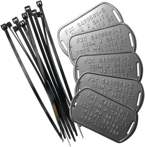 Personalized FWC Crab Trap Tags - Five Serialized Rust Proof ID Tags