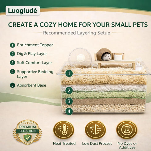 Luoglude 35oz Natural Aspen Wood Pet Bedding Low Dust, Odor Control & Ultra Absorbent Shavings for Hamsters, Parrots
