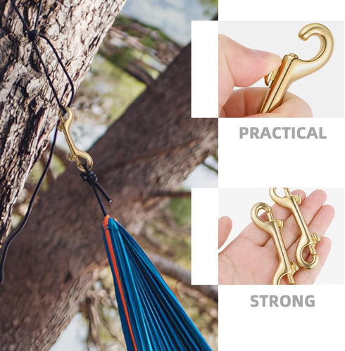 2pcs Brass Double Hook Metal Snap Hooks, Dog Leash Clip Chain Clasps, DIY Clasps for Pet Chain Buckle