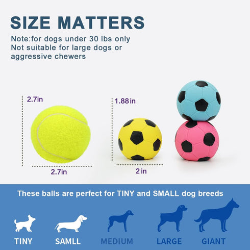 Soft Latex Rubber Squeaky Dog Ball - Cute Bounce Dog Toys for Small Dogs Puppies