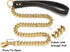 18K Gold Dog Chain Leash - 15MM Solid Chew Proof 316L Stainless Steel Cuban Link Chain with Smooth Leather Handle,