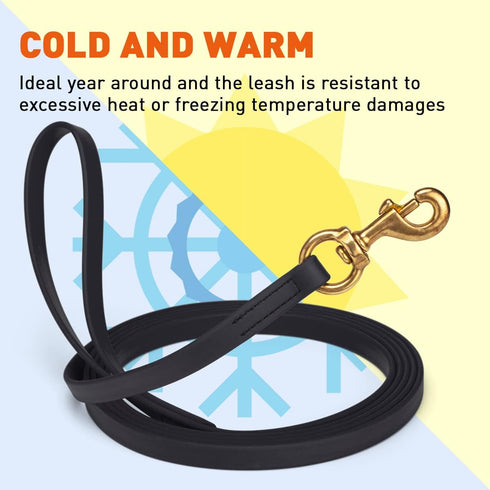 Viper K9 Biothane Waterproof Dog Leash for Tracking & Training, 5/8" x 20ft, Black, Solid Brass Snap for Medium & Large