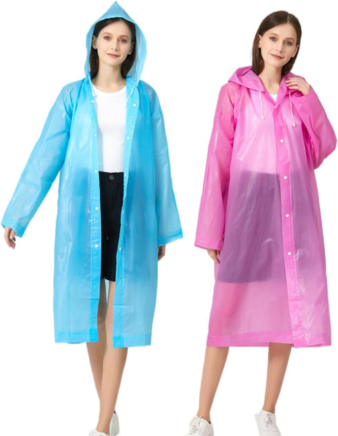 Rain Ponchos for Adults, Reusable EVA Raincoats with Hood, Portable Waterproof Jackets (2-5 Pack)