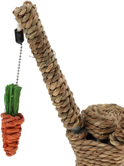 Pet Climbing Tree Toy - Rattan Grass Scratcher Activity Center with Carrot for Cat, Rabbit, Hamster, Small Animals