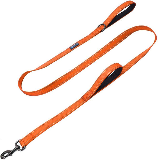 Max and Neo Double Handle Traffic Dog Leash, Reflective, Supports Dog Rescue, Orange, 4 FT
