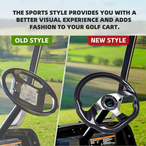 RASTP D Shape Golf Cart Steering Wheel Universal 12.6 inch for EZGO RXV & TXT, Club Car DS