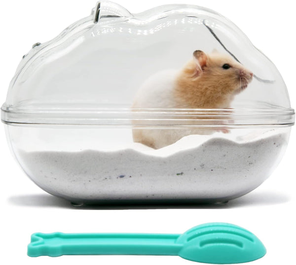Hamster Sand Bath Container with Cleaning Scoop, Large Sand Bath Box, Perfect for Dwarf and Syrian Hamsters