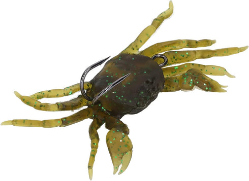 8Pcs 13cm Artificial Crab Bait Simulation Crab Soft Lure Fishing Bait with Hooks for Freshwater Saltwater (Green Brown)