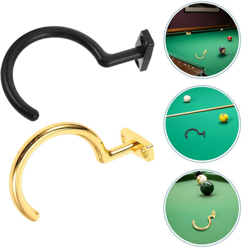 4pcs BESTYASH Pool Table Side Cue Hooks Metal Billiard Cue Storage Hangers with Triangle Rack Holder for Snooker