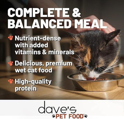 5.5 oz (24 Pack) Dave's Pet Food Grain Free Wet Cat Food (Chicken & Tuna Saucey Pate), Naturally Healthy Canned, Added