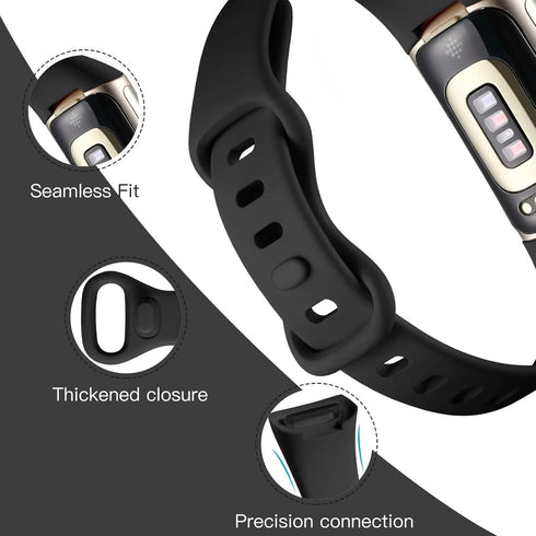 Maledan Compatible with Fitbit Charge 5 and Charge 6 Bands, Soft Sport Waterproof Replacement Slim Wristbands for