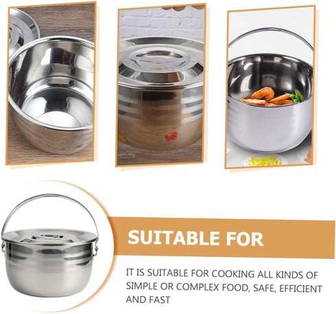 1pc 201 TIDTALEO Camping Pot Campfire Kettle Stock Pot Stainless Steel Saucepan Soup Pot Camping Oven Pot Big Pot