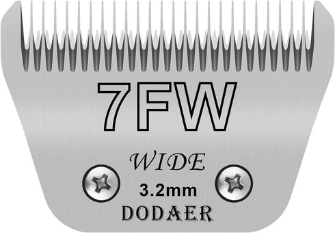 7FW Detachable Dog Grooming Wide Blades, Compatible with Andis, Oster A5, Wahl KM10 Series, Cut Length 1/8” (3.2mm)