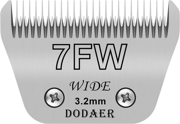 7FW Detachable Dog Grooming Wide Blades, Compatible with Andis, Oster A5, Wahl KM10 Series, Cut Length 1/8” (3.2mm)