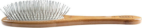 Style & Detangle Pet Brush - Alloy Pin with Pure Bamboo Handle, Medium Oval, Dark Finish, Model A9-DB
