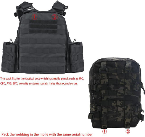Tactical Mini Molle Hydration Pack, Outdoor Carrier with IFAK Pouch, US Flag, Med Patch, Hydropack for 2L Bladder