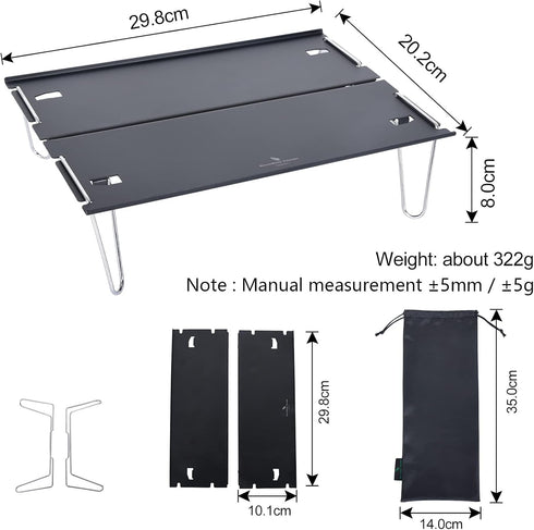 BVT01 Boundless Voyage Camping Table Lightweight Hard-Topped Folding Table Aluminium Alloy Mini Table with Carry Bag