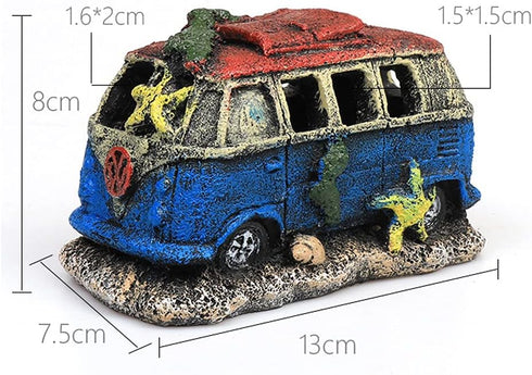 NF Aquarium Decoration Resin Imitation Car Wreck, Fish Tank Supplies Ornament Hideouts