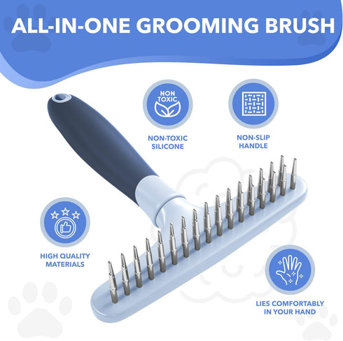 Dog Rake Deshedding Dematting Brush, Undercoat Rake for Dogs & Cats, Reduces Shedding by 90% (Haze Blue)