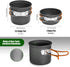 Odoland 8pcs Camping Cookware Mess Kit, Pot and Pan Set with Mini Backpacking Stove for Outdoor Cooking