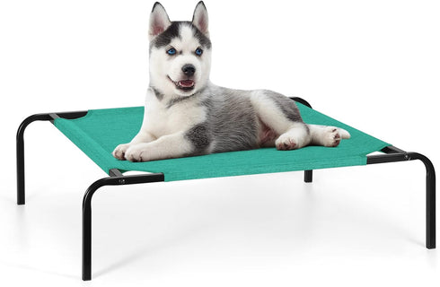 OYEAL Small Dog Cot, Elevated Cooling Pet Bed for Cats & Dogs, Lightweight Indoor Outdoor, Green, 27kg Capacity