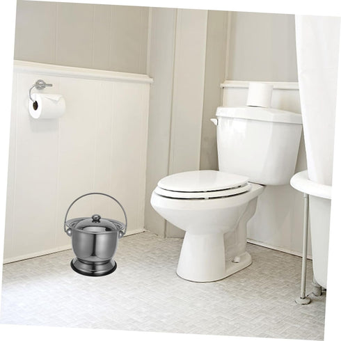 Stainless Steel Adult Potty Chair with Lid - Convenient Bed Pan