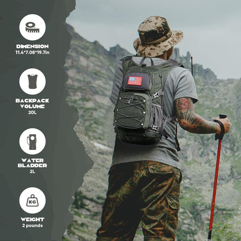 Maelstrom Hydration Backpack, Hiking Backpack with 2L Water Bladder, Lightweight Insulation for Hiking and Cycling