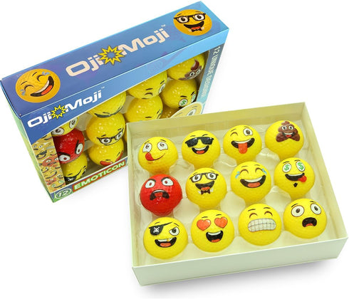 Oji-Emoji 12-Pack Premium Emoji Golf Balls, Unique Professional Practice Golf Gift for All Golfers