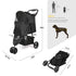 AESRAOU 3 Pet Stroller Foldable Cats/Dogs Stroller with Storage Basket and Cup Holder Wheels Dog Cat Carrier Strolling