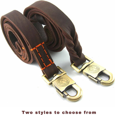 Leather Heavy Duty Dog Leash, 3ft Upgrade Widen Clip, Braided Waterproof Training Leash for Small, Medium, Large Dogs,