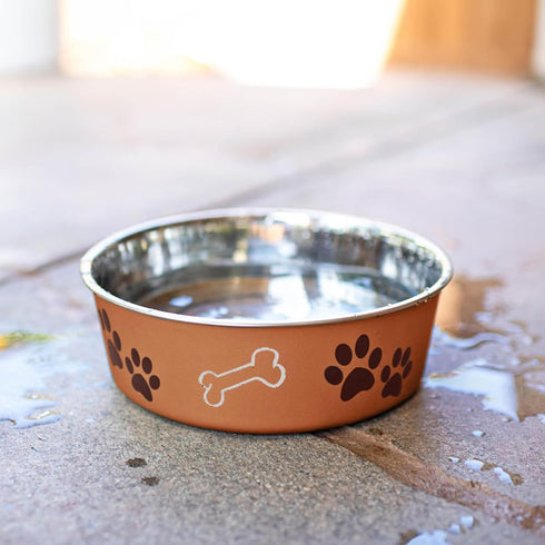 Loving Pets Bella Dog Bowls, Stainless Steel Dog & Cat Bowls, Spill Proof, Small 10-20 lbs, Copper