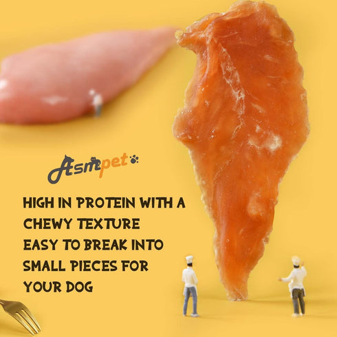 100% ASMPET Dog Chicken Jerky Treats, Made with Real Chicken Breast, High Protein & Grain Free
